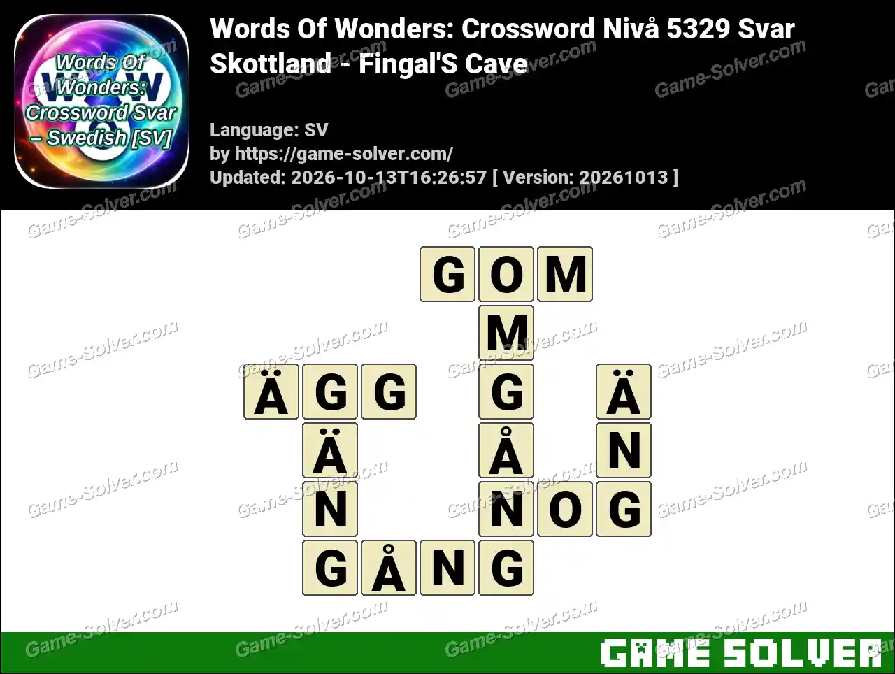 Words Of Wonders: Crossword Nivå 5329 Svar – Skottland – Fingal’S Cave